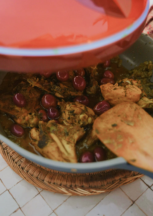 slow cooking a meal in always pan with tagine