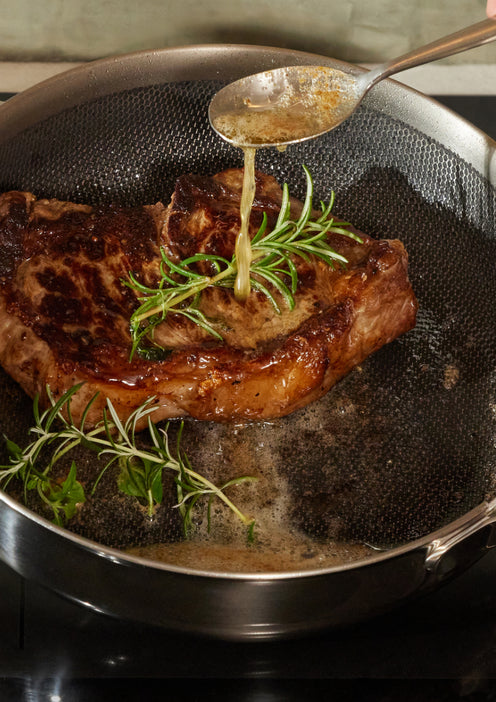 cooking steak in titanium always pan pro