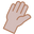 A simple illustration of a raised right hand with fingers together, palm facing forward, outlined in brown with a light skin tone fill on a plain background.