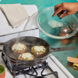 black cast iron always pan braising portobellos