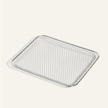 A rectangular metal wire cooling rack with a mesh grid pattern, shown on a light background with a subtle shadow.