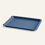 Blue baking tray on a white background